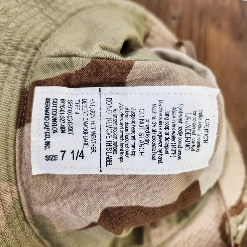 US Army Type II Desert Camouflage Hot Weather Boonie Hat Sz 7 1/4 Military Green - Picture 10 of 10